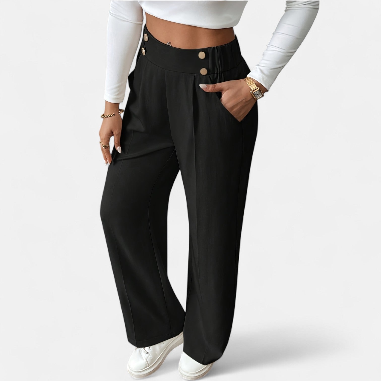 Monorez - Comfortable High-Waist Relaxed Fit Pants