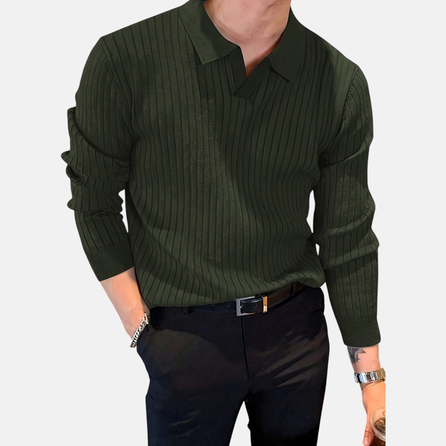 Monorez - Premium V-Neck Long Sleeve Sweater