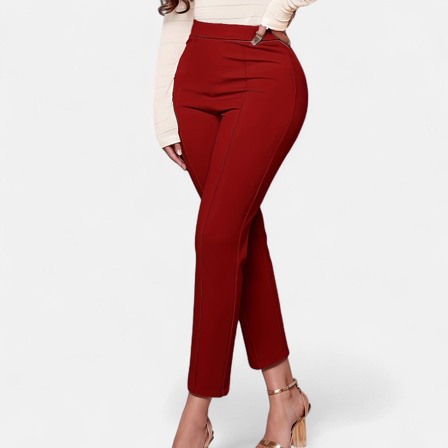 Monorez - Comfort Slim Fit Tailored High Waist Pants